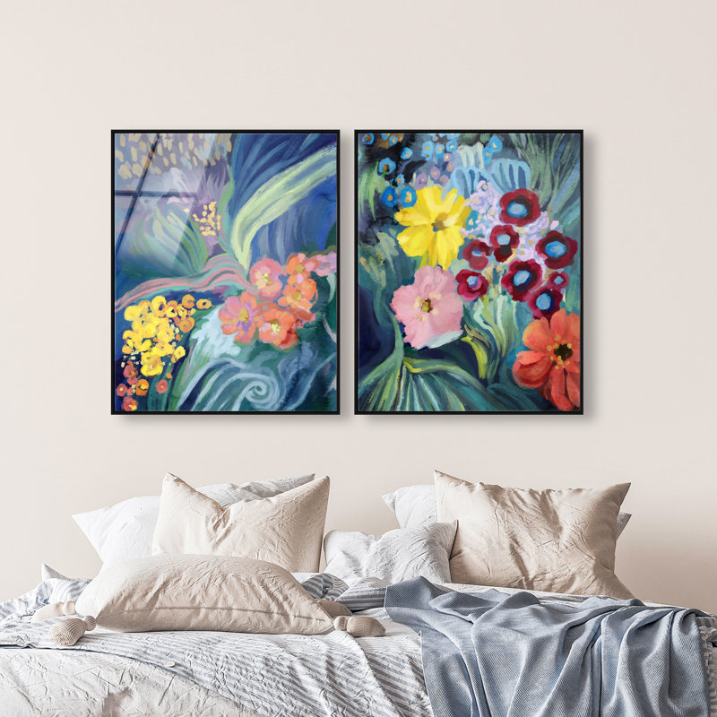Spring Motion Set Set by Oliver Gal, 62"H x 50"W, Black Floater Frame
