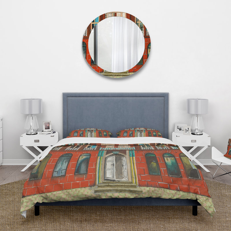 Ensemble de housse de couette Red Face of Shop In Paris II - Microfibre polyester