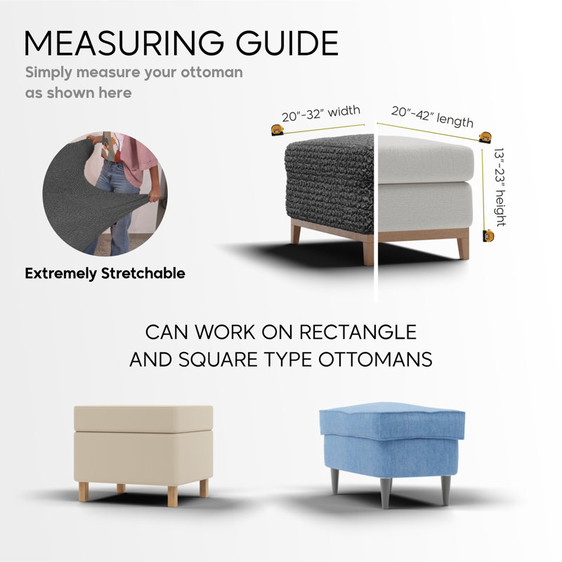 Stretchy Slipcover for Ottoman - Easy to Clean & Durable - Microfibra Collection, Medium, Teal