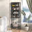 Metal Glass Door Display Storage Cabinet - 5-Tier Cube Bookshelf Storage Cabinet With 3 Adjustable Shelves-574727194