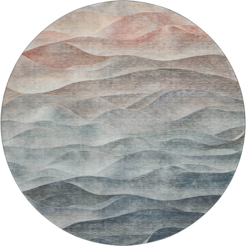 Premium Machine Washable Floyd AMF1618 Waves Rug, Round 8'
