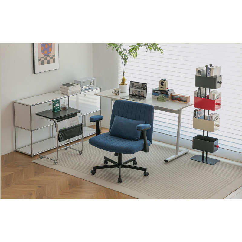 Modern Armrest Office Chair, Computer Desk Chair with Wheels, Blue