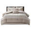 Édredon très grand en chenille taupe - 7 pièces avec options décoratives texturées lavables à la machine et à nettoyer les taches