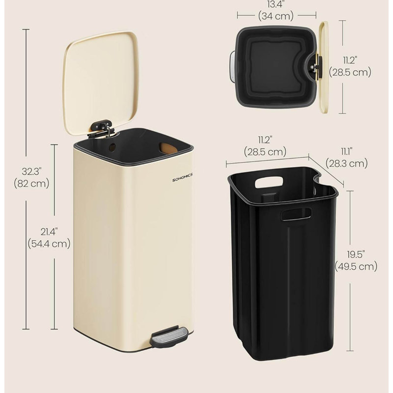 Step On Kitchen Trash Can - 30L, Sand Beige