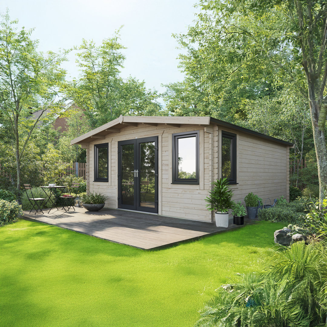 Power 18x16 Chalet Log Cabin - 44mm Logs, Anthracite Grey uPVC Doors, Tilt & Turn Windows - Brown - Image 2