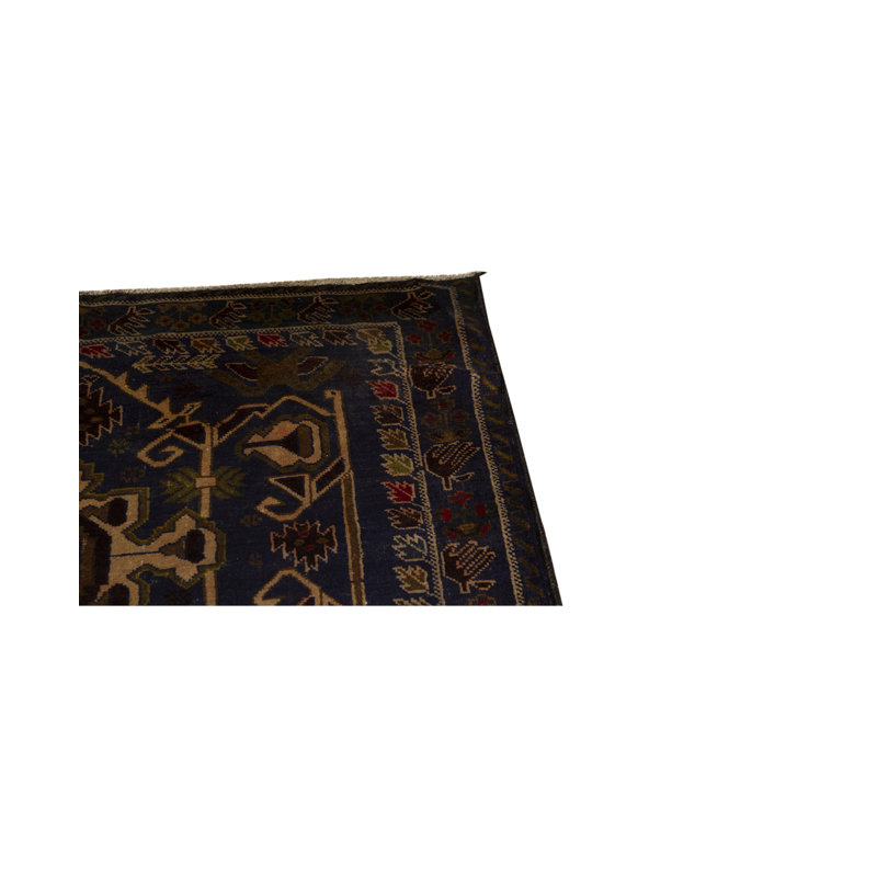 Hand-Knotted High-Quality Dark Blue/Beige/Brown Area Rug