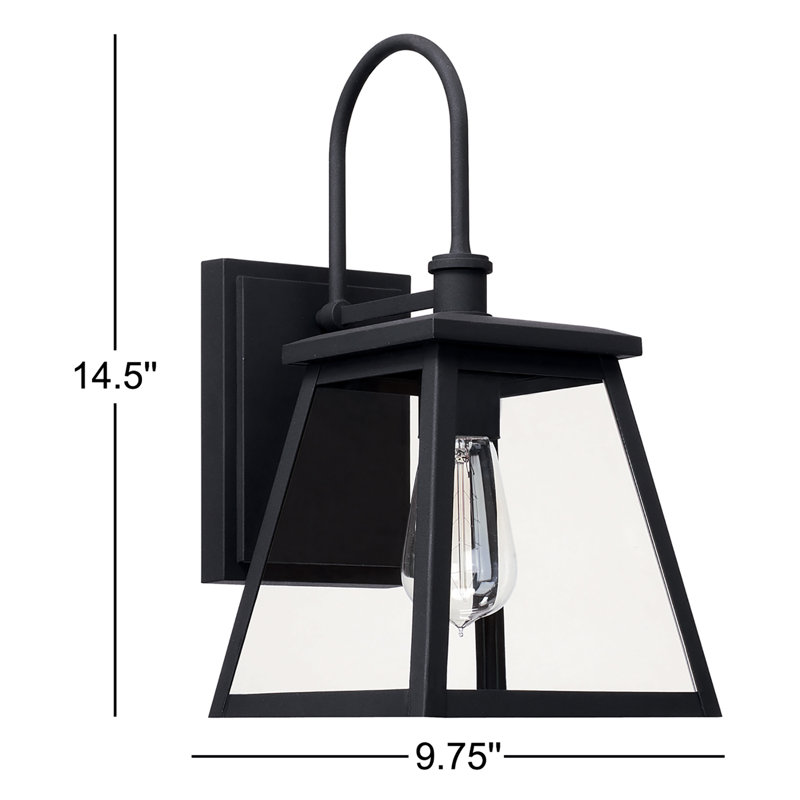 Lanterne murale d'extérieur en verre Wrentham, H 14,5 po x l 7,5 po x P 9,75 po, Noir