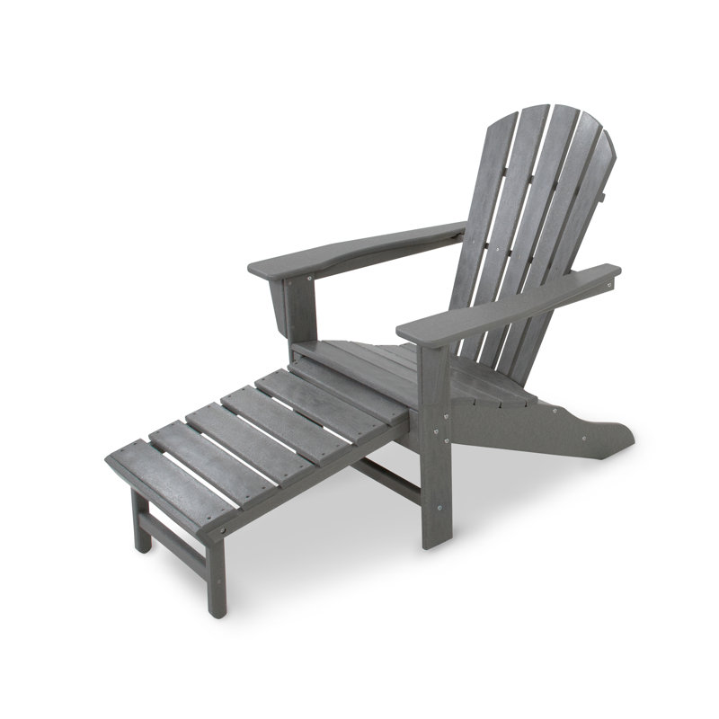 POLYWOOD Palm Coast Ultimate Adirondack avec repose-pieds dissimulé, Gris ardoise