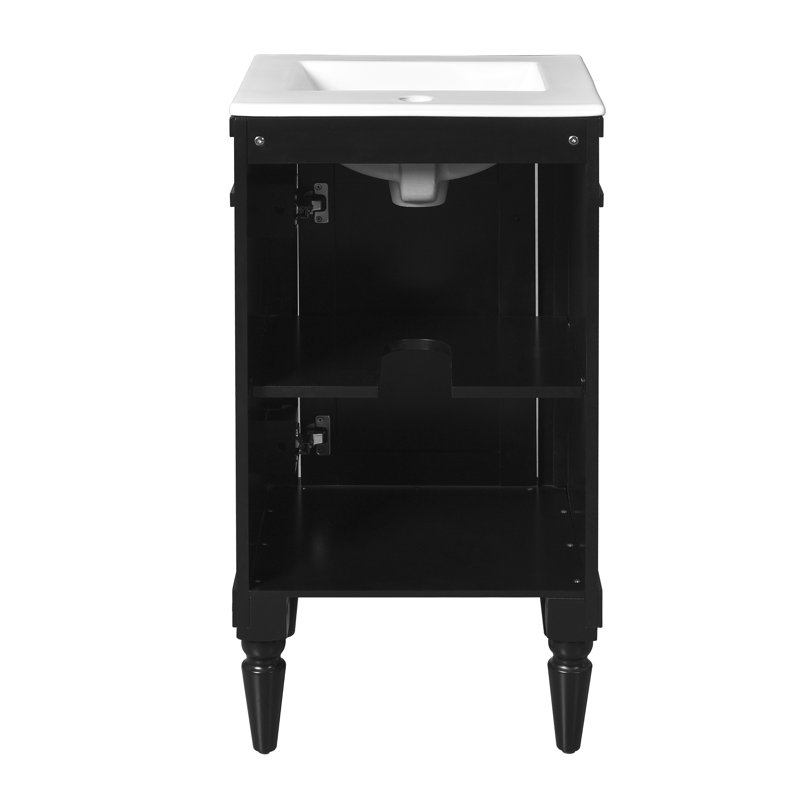 Meuble-lavabo simple 18 po avec lavabo moderne pour petit espace, Noir