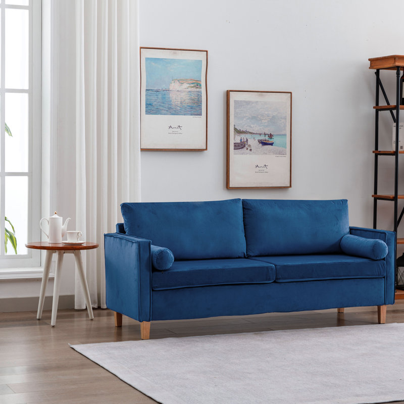 Vinyl 67'' Reception Loveseat, Blue Velvet