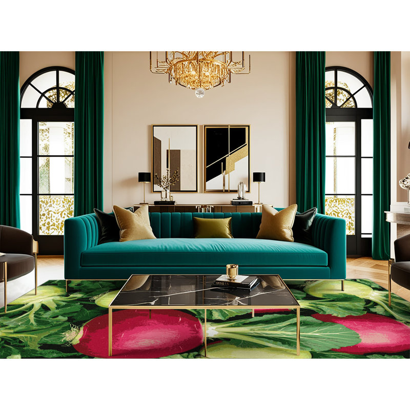  Tapis lavable avec légumes chou-rave, Rectangle 5 pi x 7 pi