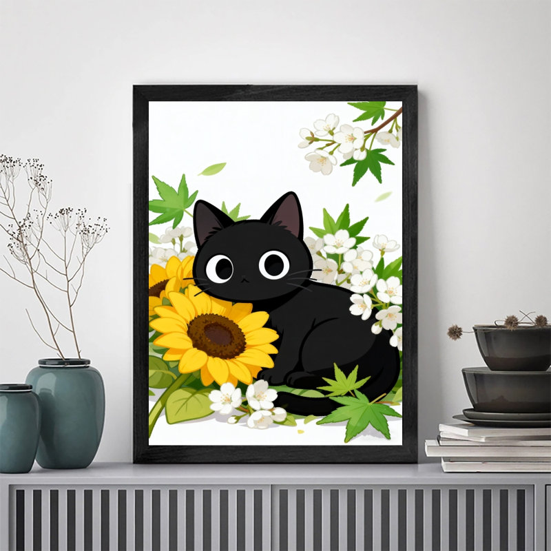 Reproduction d'art encadré noir rétro, H 11 po x l 9 po