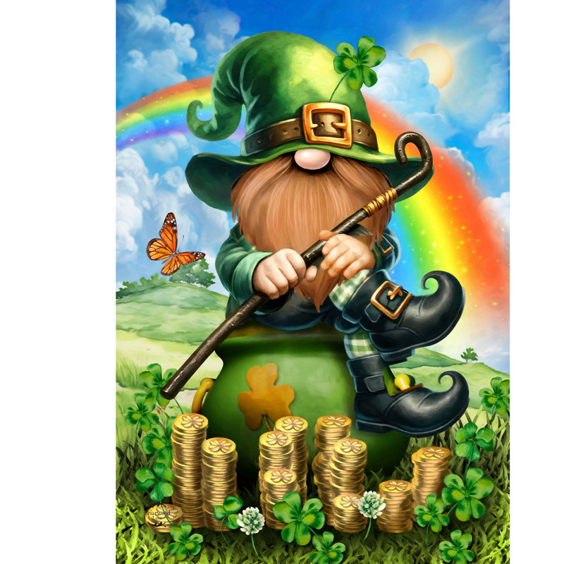 Drapeau de maison de gnome irlandais chanceux
