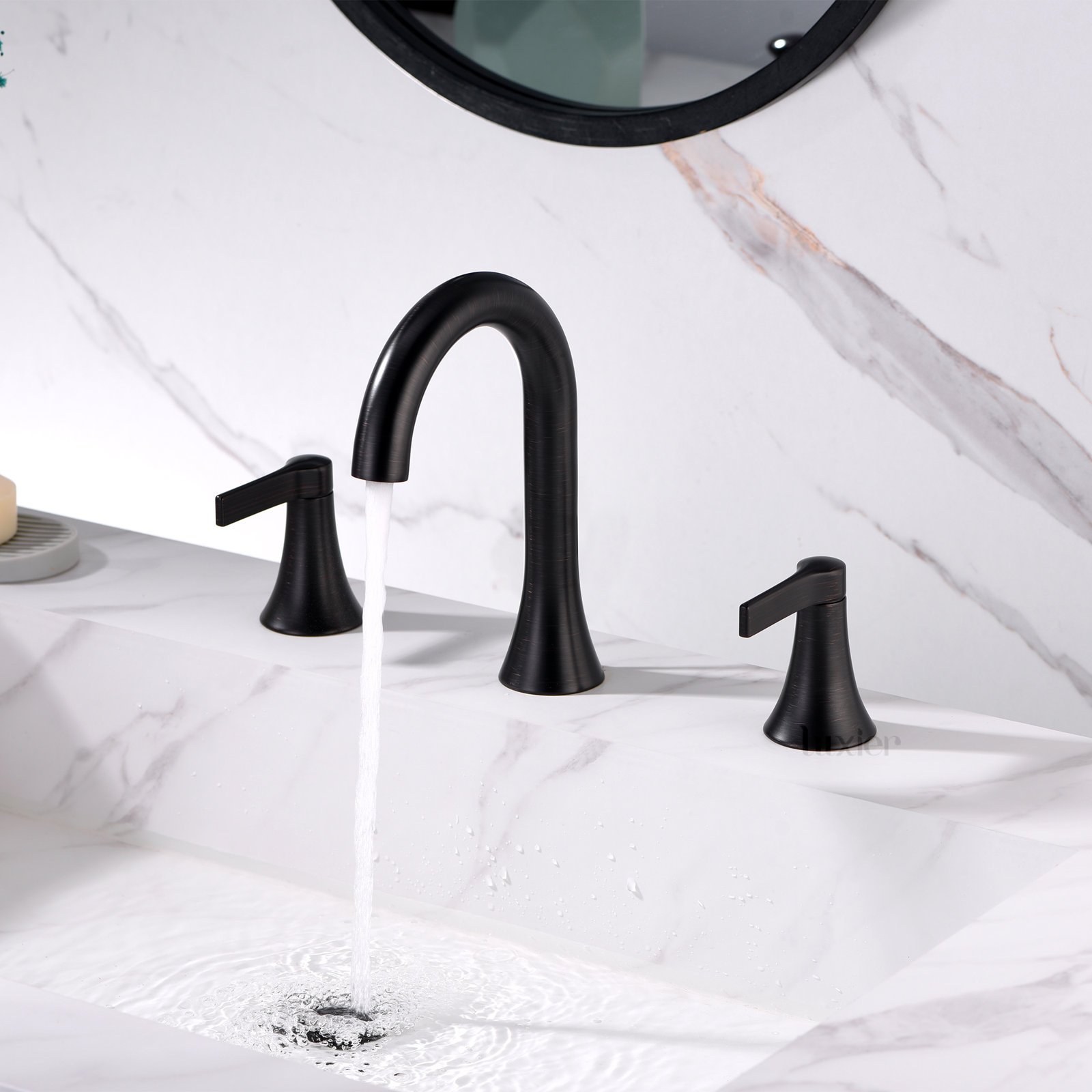Widespread Bathroom Faucet with Drain Assembly, Oil Rubbed Bronze
