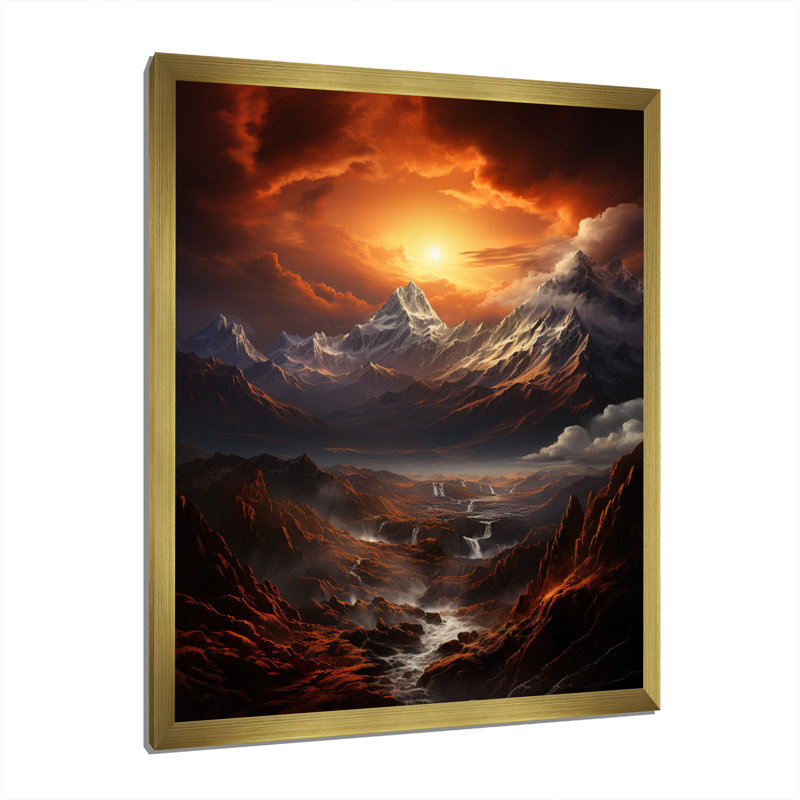 «Bajan Hebrew Mount Sinai Landscape II», reproduction d'art sur toile, H 32 po x l 16 po x P 1 po, Encadrement doré