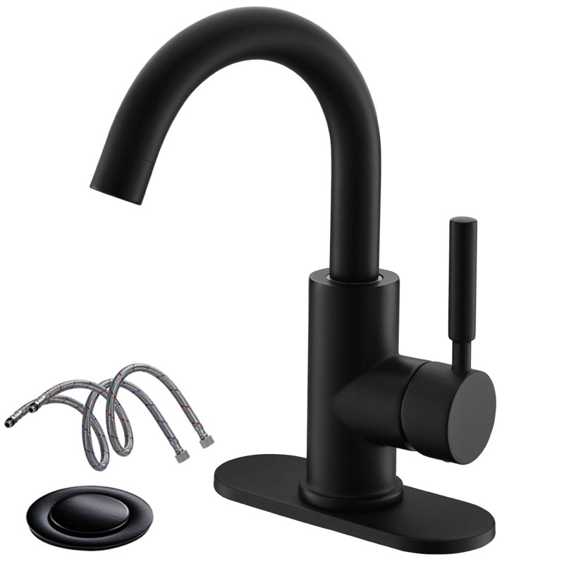 Single-Hole Single-handle Bathroom Faucet with Drain Assembly