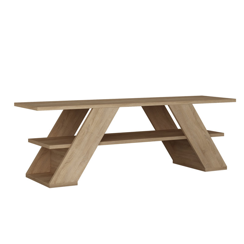 Enrico Modern TV Stand 50" TVs with Open Shelf, Oak