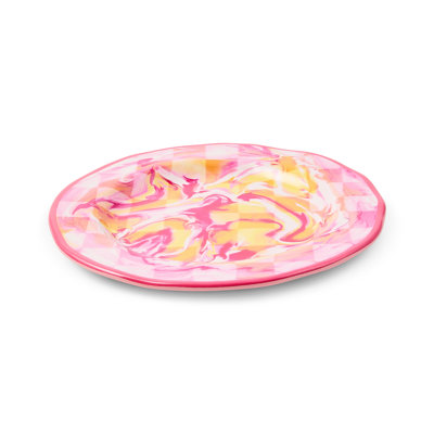 Pink Marble Check Melamine Salad Plates