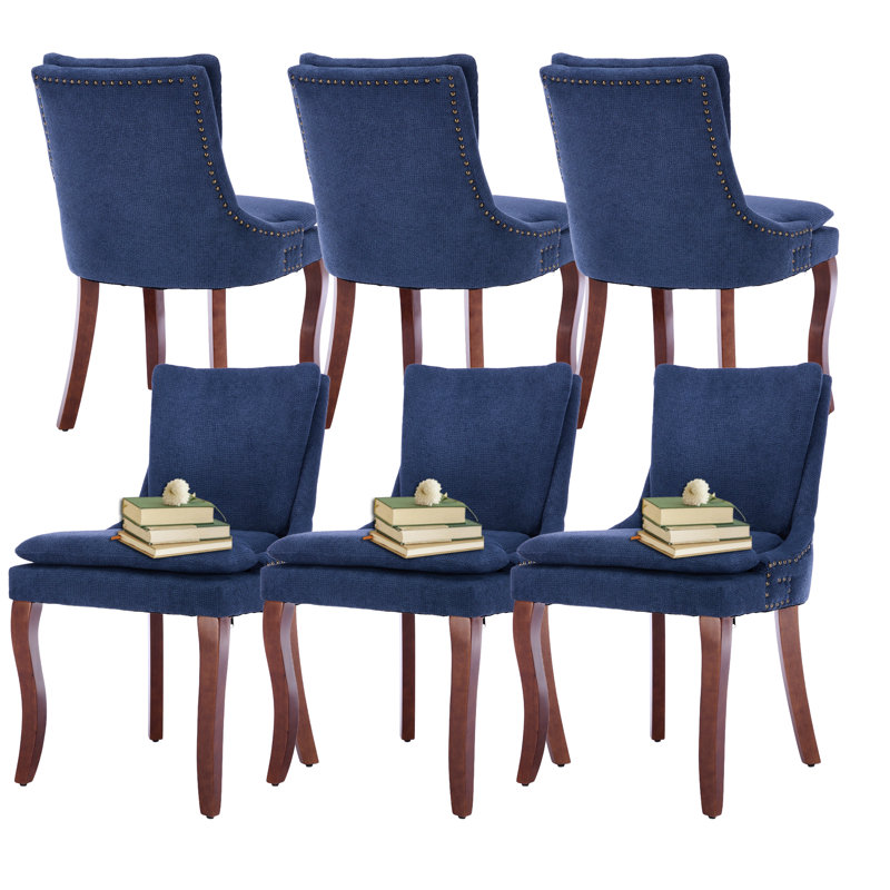 Chaises de salle à manger rembourrées à double couche (ensemble de 8), 6, Beige
