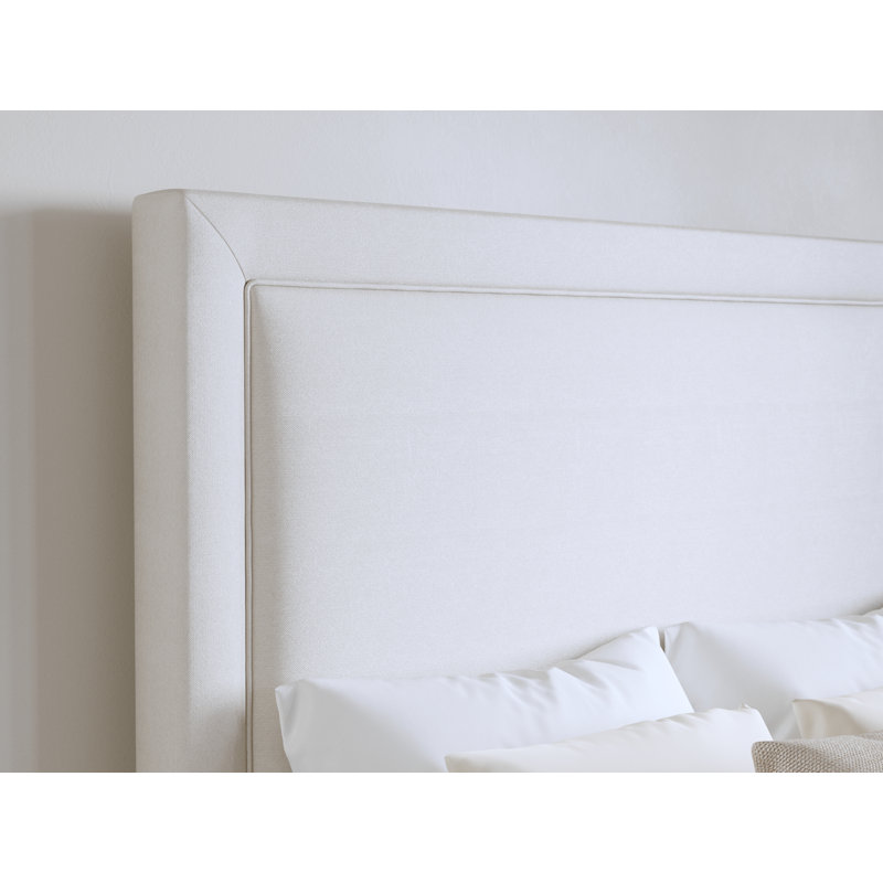 Evart Upholstered Standard Bed, White, King