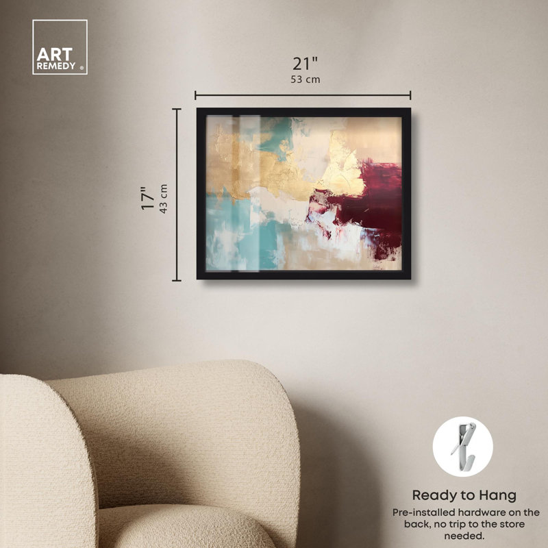 Impression abstraite Crimson Tide III Shadowbox par Art Remedy, H 17 po x l 21 po, Noir