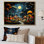 «Yellow African Pygmy Village Chronicles II» - art mural tribal africain
