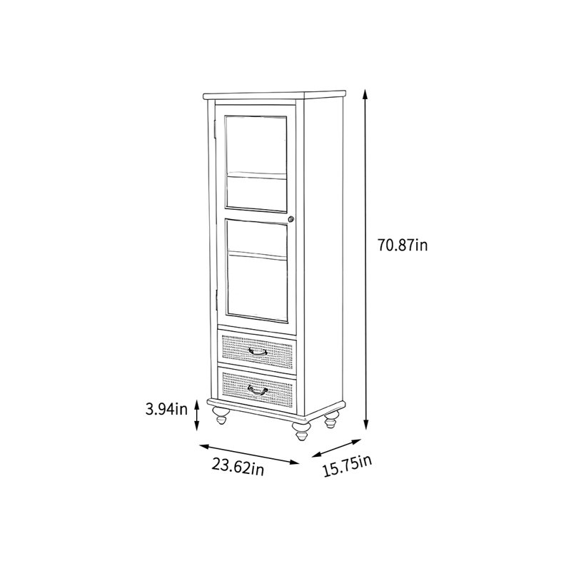 Alberts, Ivory, (3 Shelves) 70.87"H x 23.62"W x 15.75"D