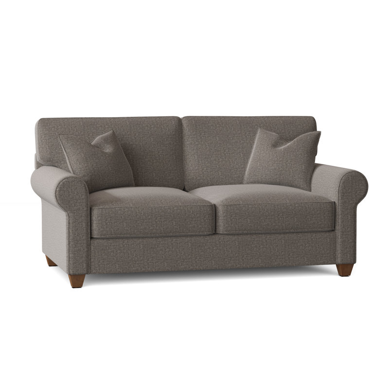 Canapé à accoudoirs arrondis Putney, Tissage natté gris anthracite Drusky Sustain®