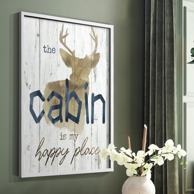 «Happy Place», reproduction encadrée en bois massif