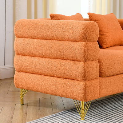 60Inch Oversized 2 Seater Sectional Sofa, Comfortable Fabric With Deep Seating And 2 Pillows For Living Room, Bedroom, Or Office