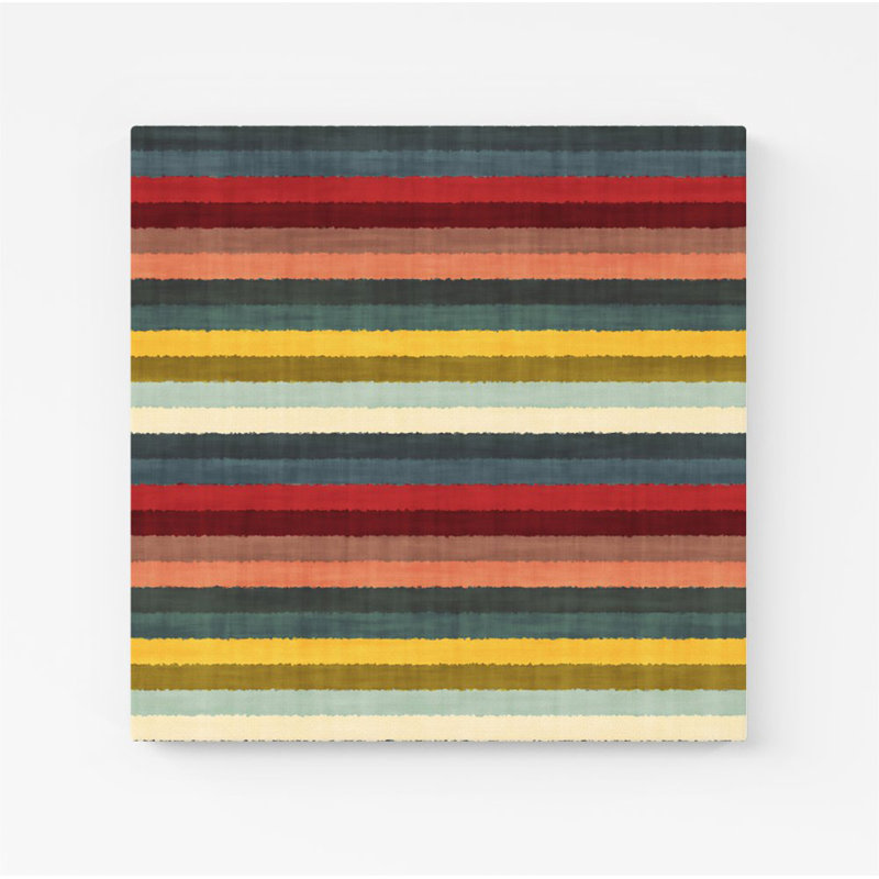 Striped Brish Pattern - Wrapped Canvas Print, 16cm H x 16cm W x 3.8cm D