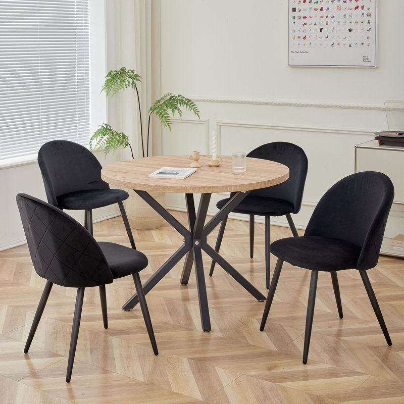 Caileigh Cotton Blend Upholstered Metal Side Chair, Grey