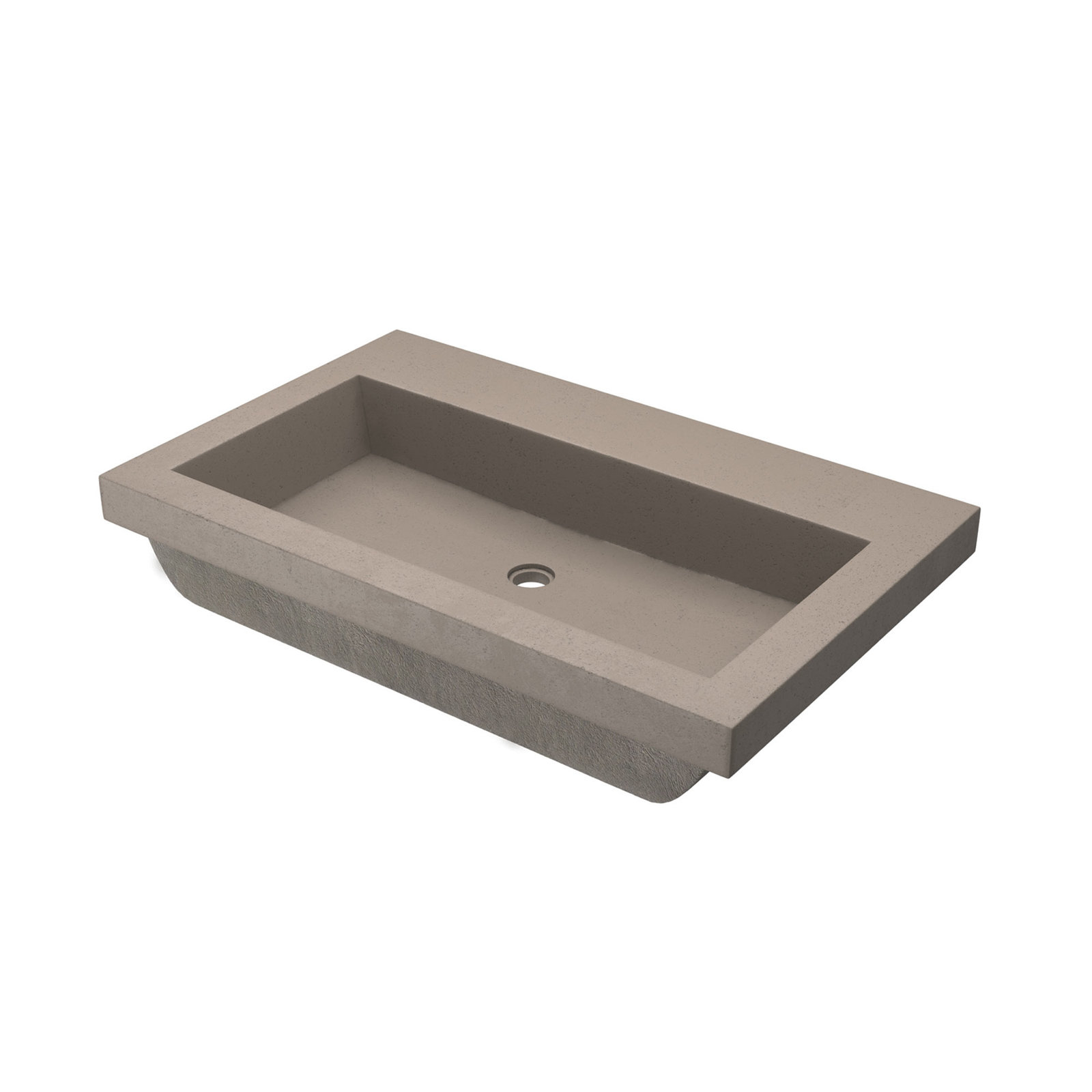 Trough Handmade Rectangular Drop-In Bathroom Sink, Earth, No Faucet Hole