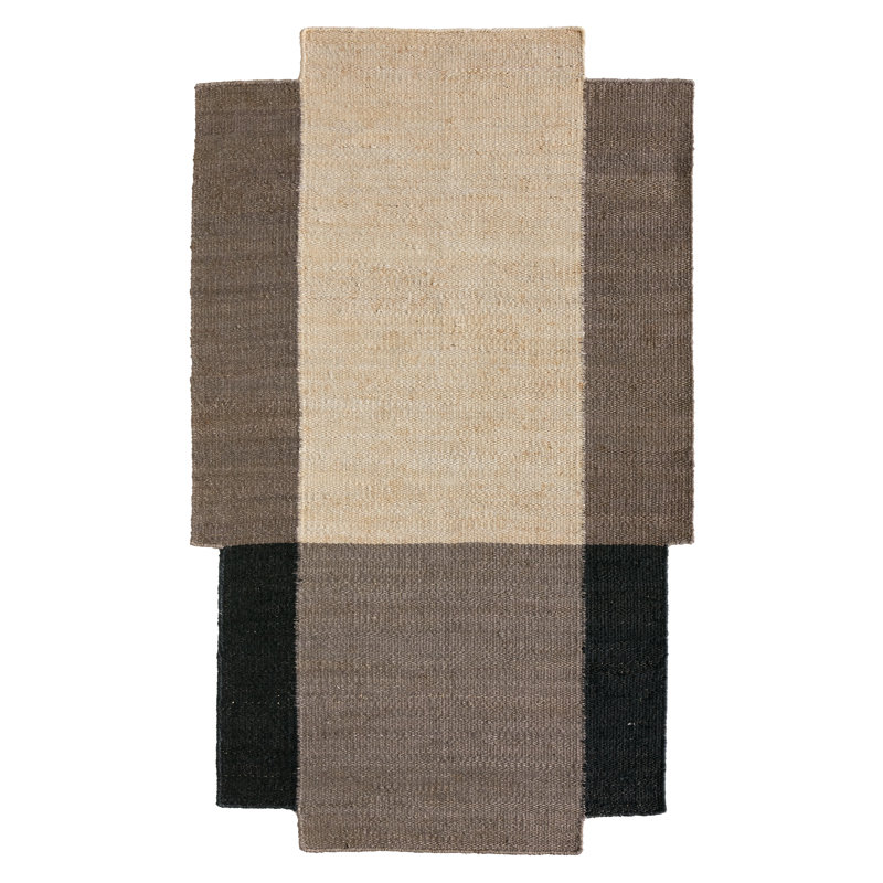 Tapis Vaelin RFL06 tissé à la main, color block beige/brun (échantillon de 45,7 cm), forme irrégulière