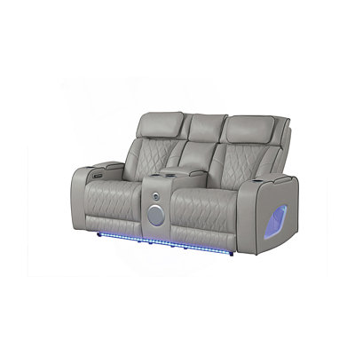 Causeuse inclinable en similicuir de style moderne avec massage, éclairage DEL et rangement