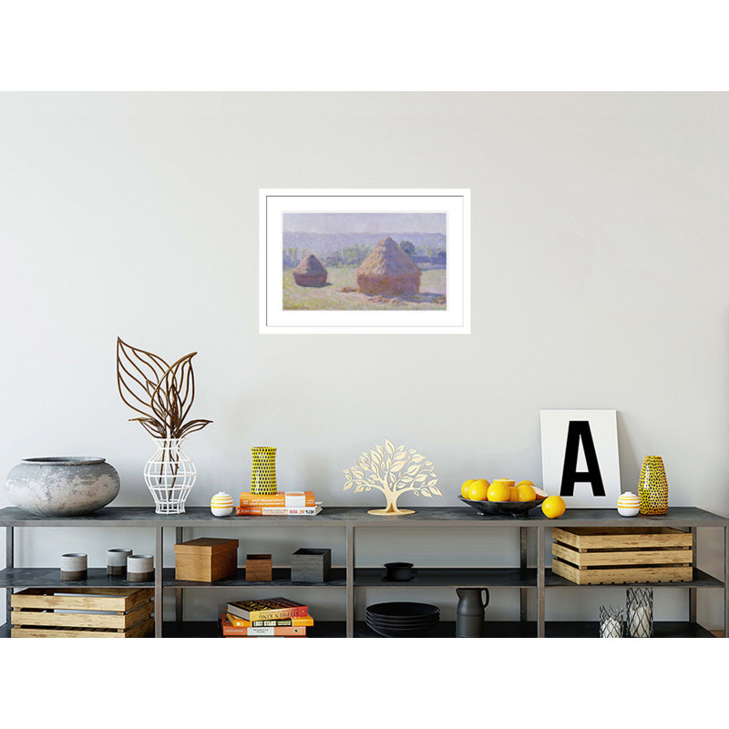«Grainstacks at the end of the Summer Morning» par Claude Monet, impression giclée encadrée, H 20,17 po x l 29,5 po
