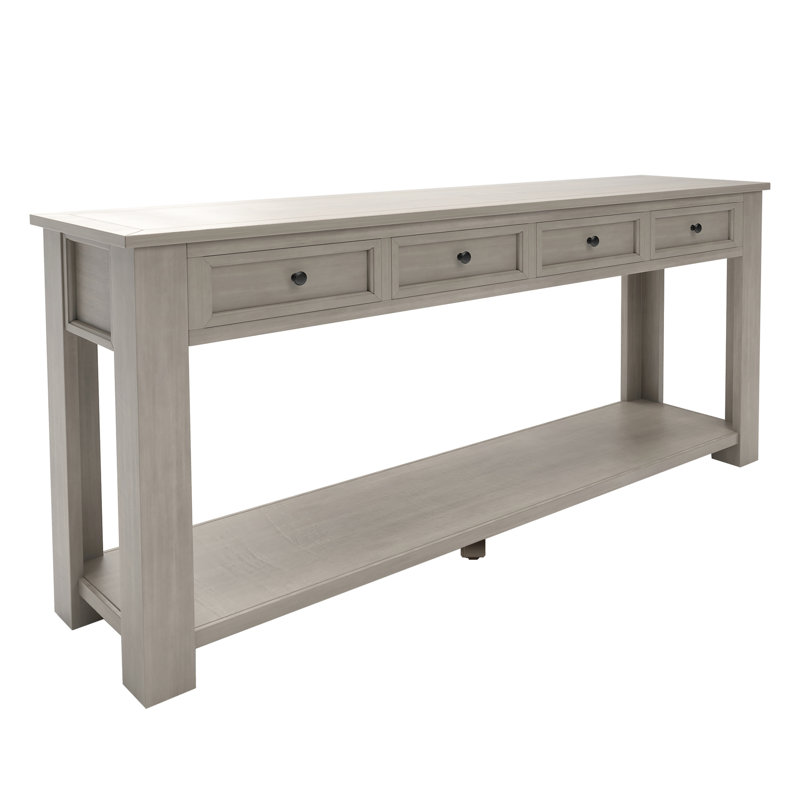 Console en bois massif: table d'appoint chic pour le salon: design tendance, Gris délavé