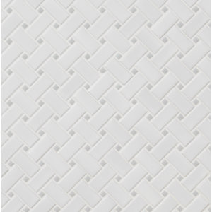 White and Gray Basketweave 12" x 12" Matte Porcelain Mosaic Floor and Wall Tile