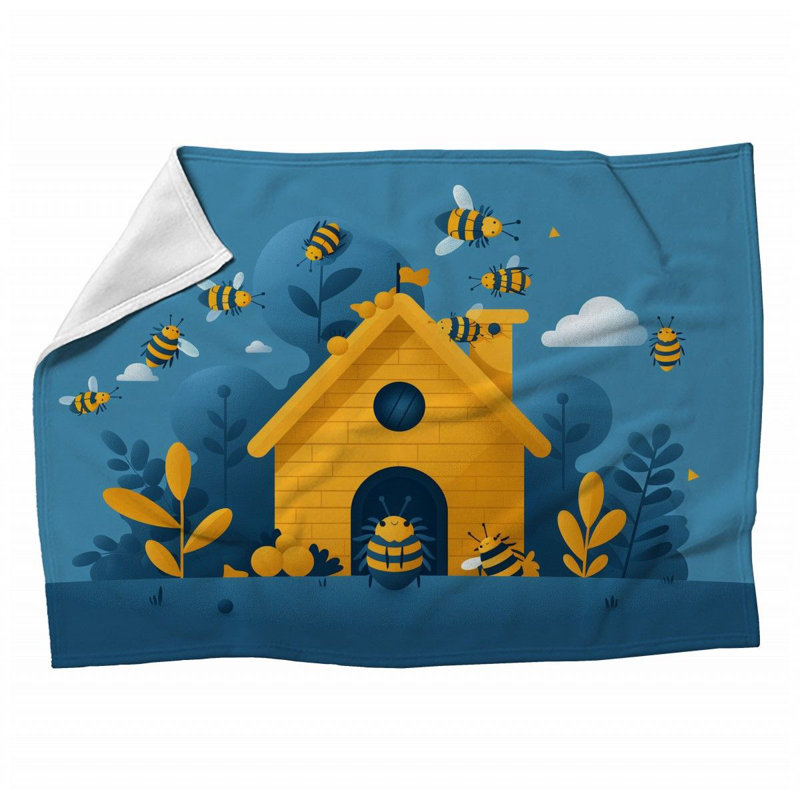 Bee House Insects Machine Printed Throw Blanket, Throw