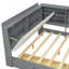 Lit plateforme en bois avec tête de lit, tablettes et 2 tiroirs, gris-1544318327