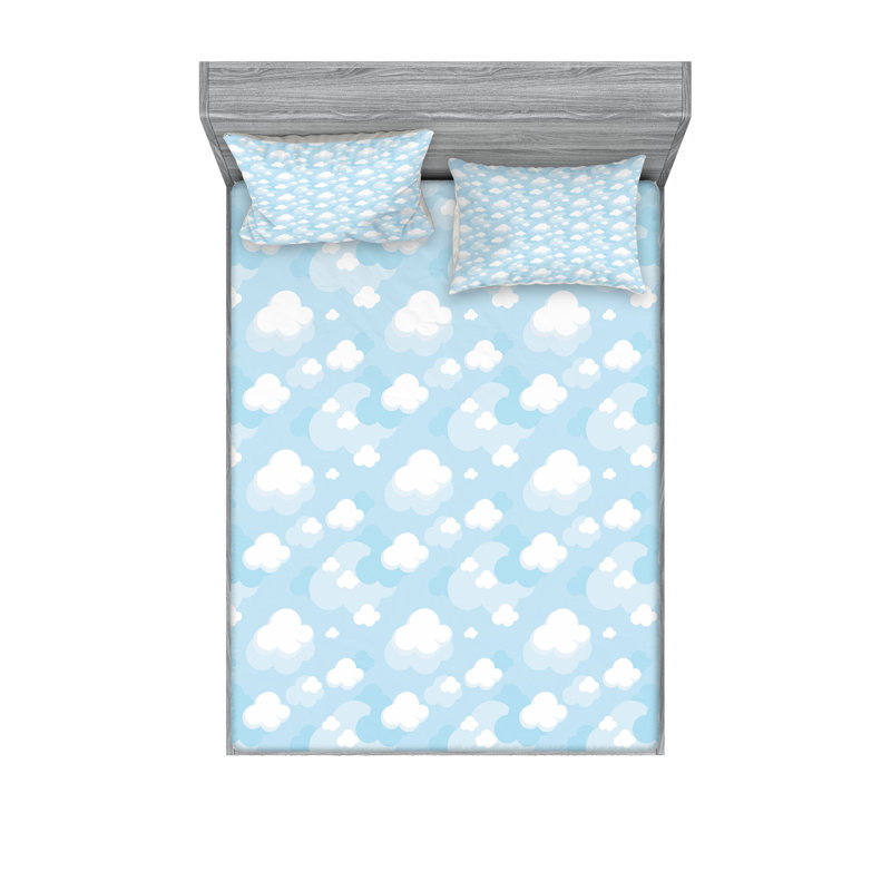 Drap-housse et coussin décoratif Ambesonne Blue Sky, Ensemble de draps pour grand lit + 4 taies d'oreil
