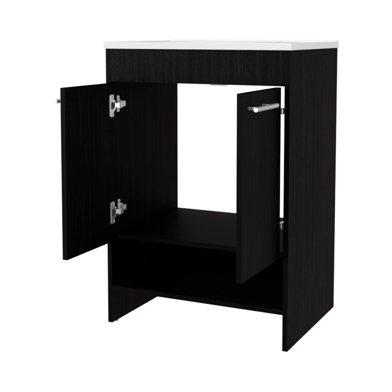 2-Door Bathroom Vanity with Open Storage, Wenge, Wenge