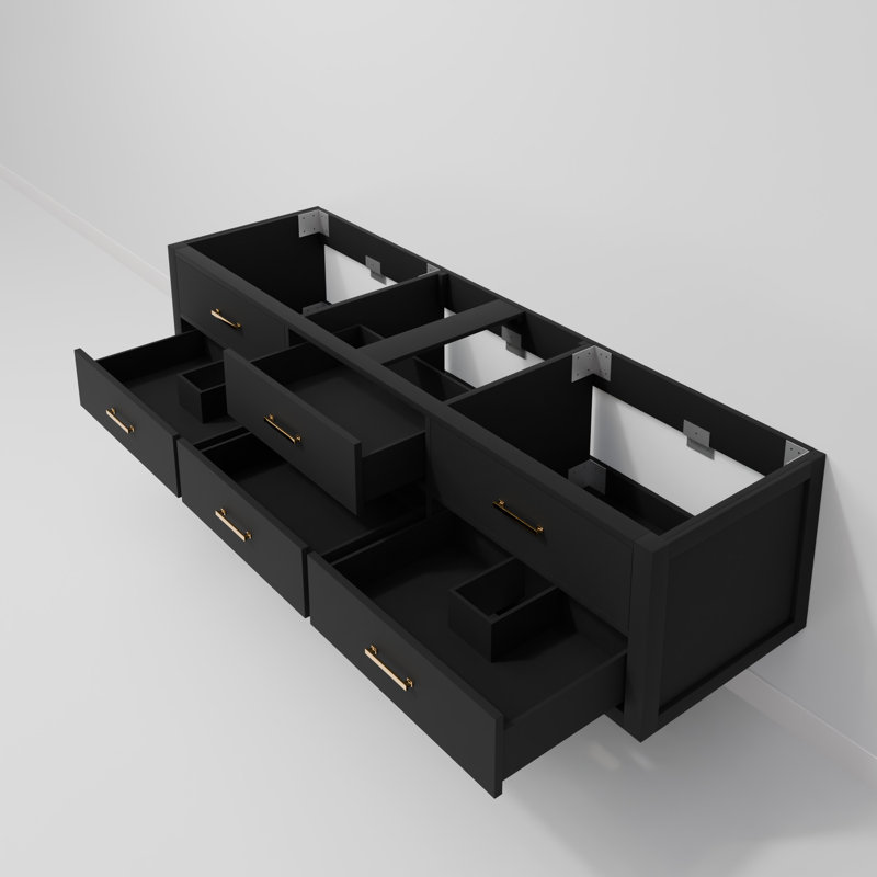 Meuble-lavabo double l 80 po x P 22 po Castor, Noir