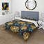 Glamour damassé bleu foncé et doré - ensemble de housse de couette damassé - microfibre de polyester-130152024