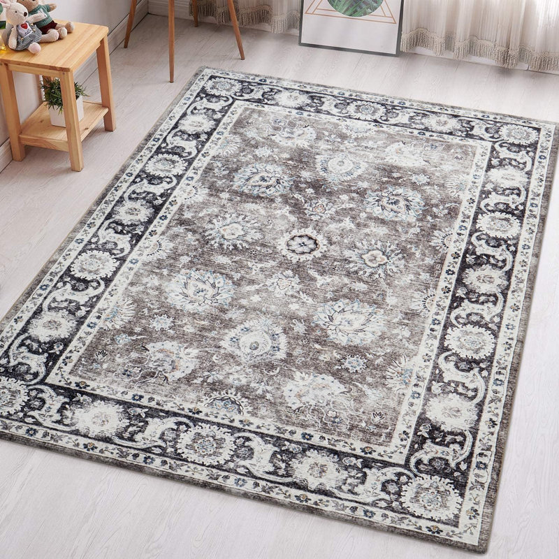 Aspire Homeware Distressed Floral Area Rug, Rectangle 40 x 60 cm