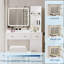 Bureau de maquillage avec miroir, grande coiffeuse de 37 po avec tiroirs et tabouret, coiffeuse de maquillage moderne pour petite chambre à coucher-1039933169