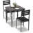 3-Piece Farmhouse Dining Table Set for 2, Kitchen Table and Chairs, Black-1076826205