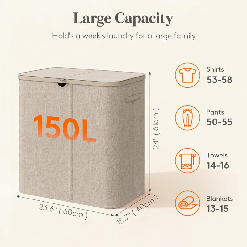 Plastic Laundry Room Organiser, Beige