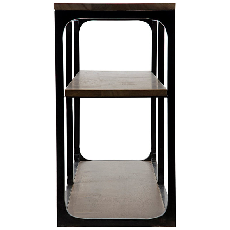 Novie Dark Walnut 84'' Industrial Console Table with Storage