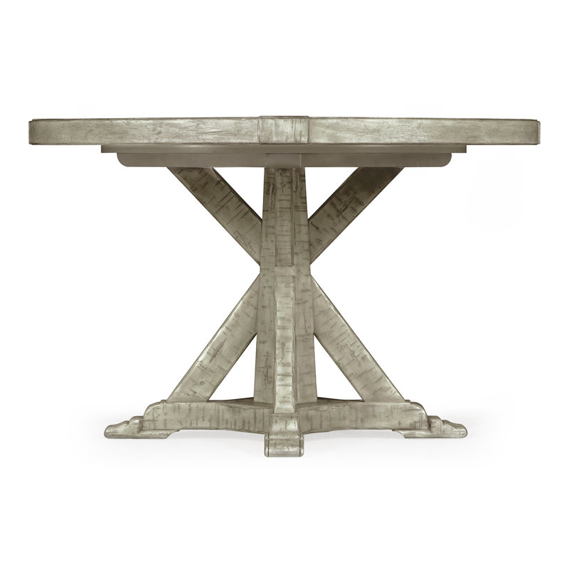 Casually Country Round Walnut Wood Dining Table, Country Farmhouse Walnut,  48" W x 48" L 